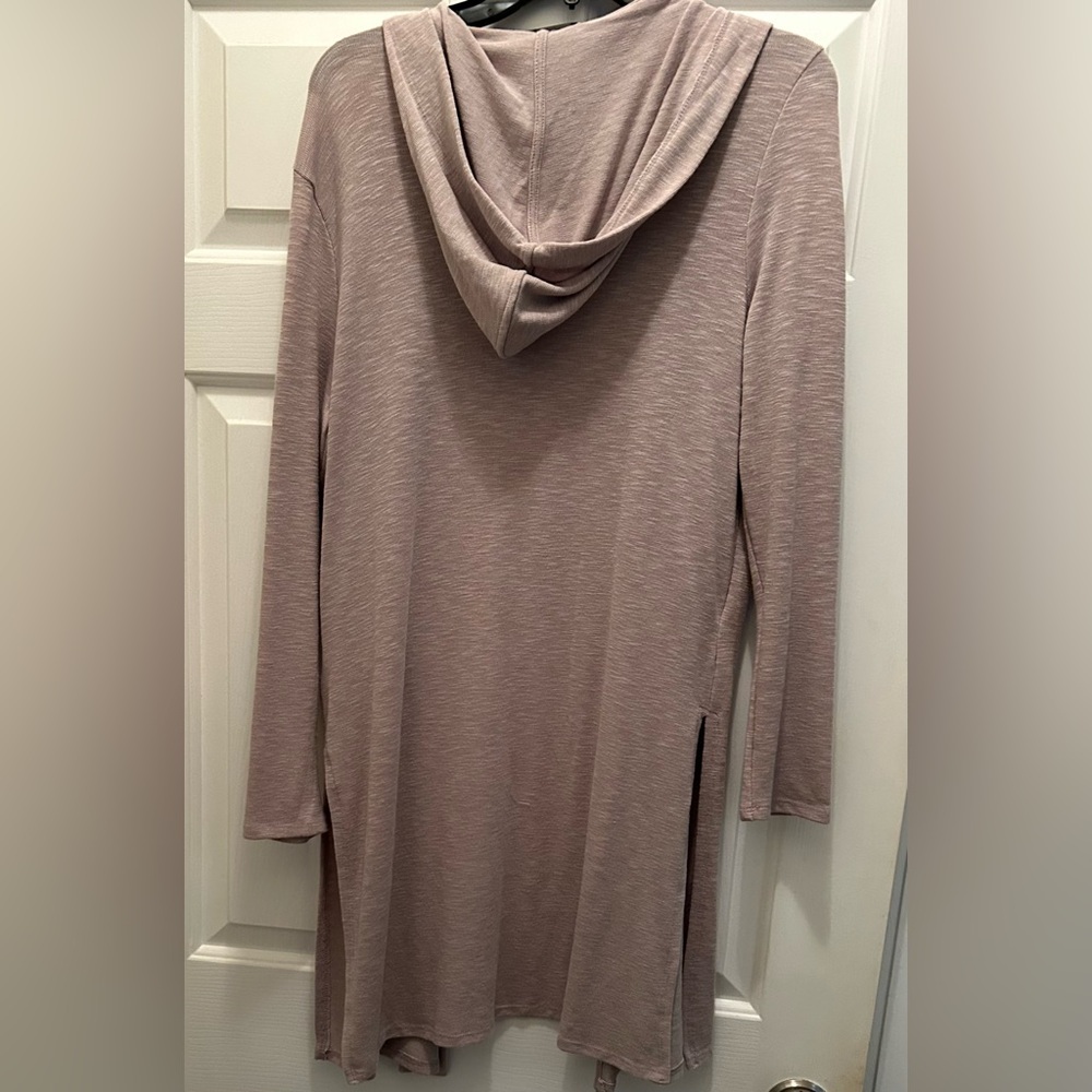 NWT Laila Jayde Light/Stitch Fix Grey Long Hooded Open Duster/ Cardigan, Size S - Picture 14 of 16